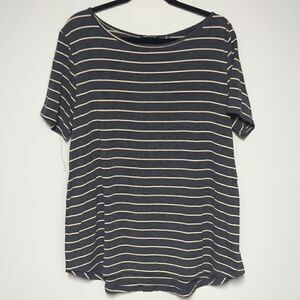 Pink Clover Gray and Tan Short Sleeve Blouse